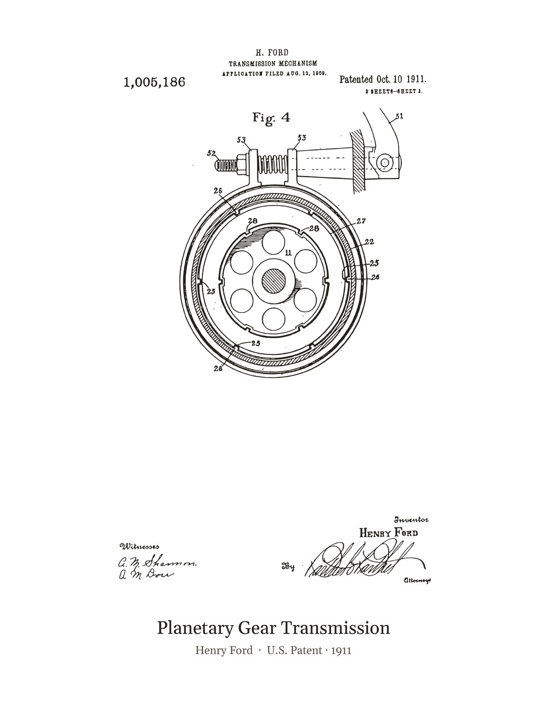 Planetary Gear Transmission patent art print