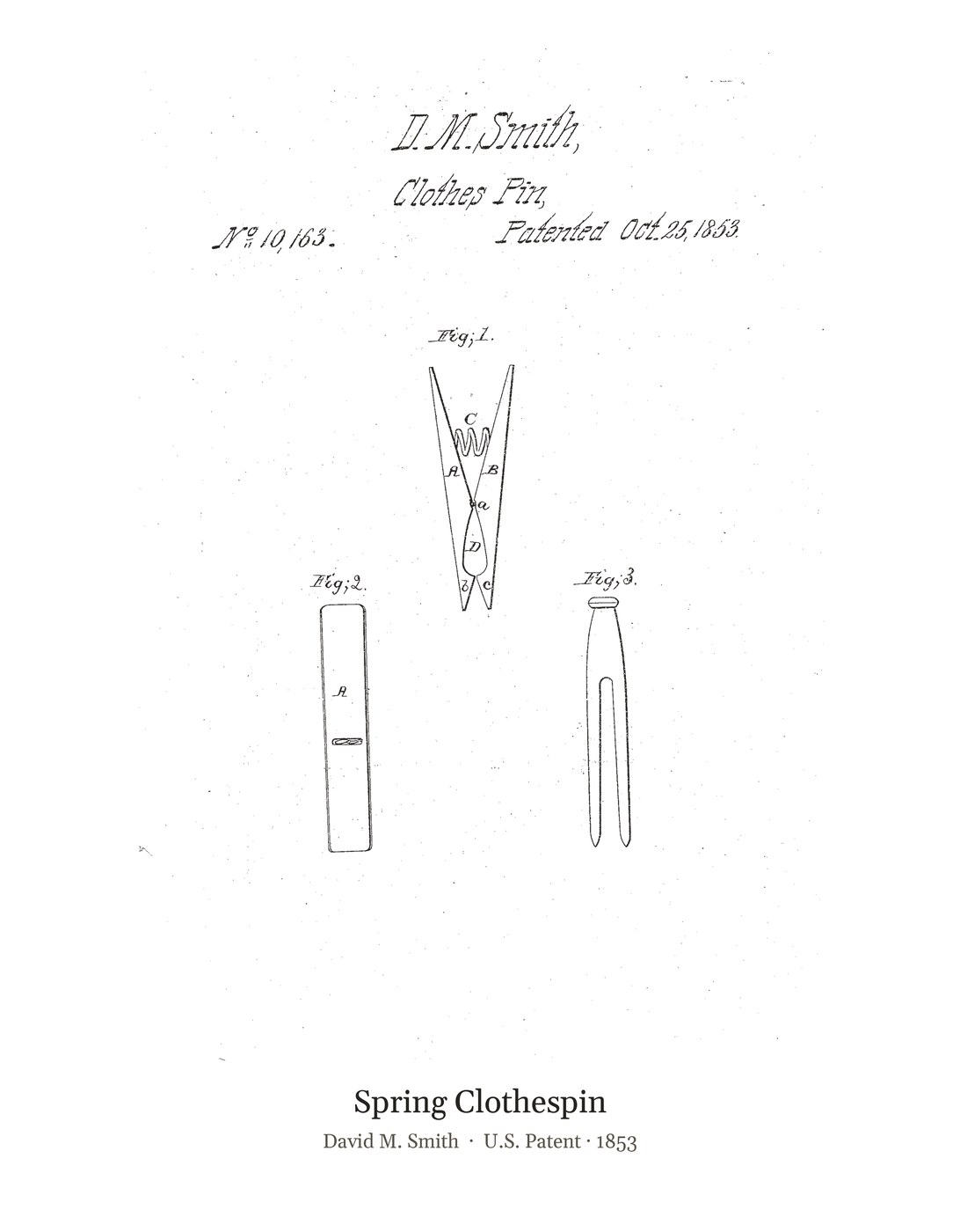 Spring Clothespin patent art print