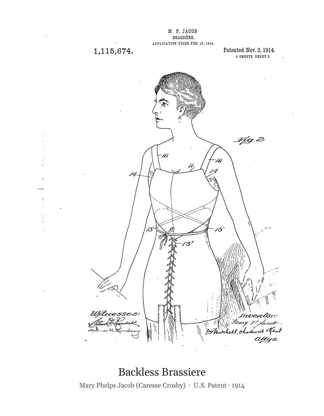 Backless Brassiere patent art print