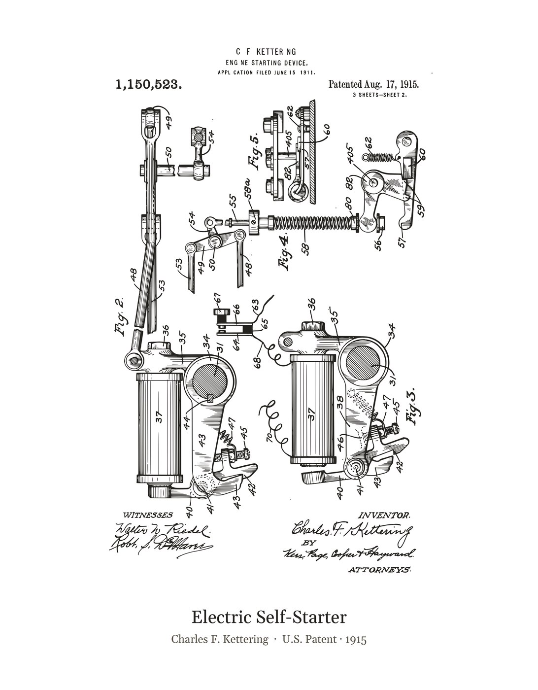 Electric Self-Starter patent art print