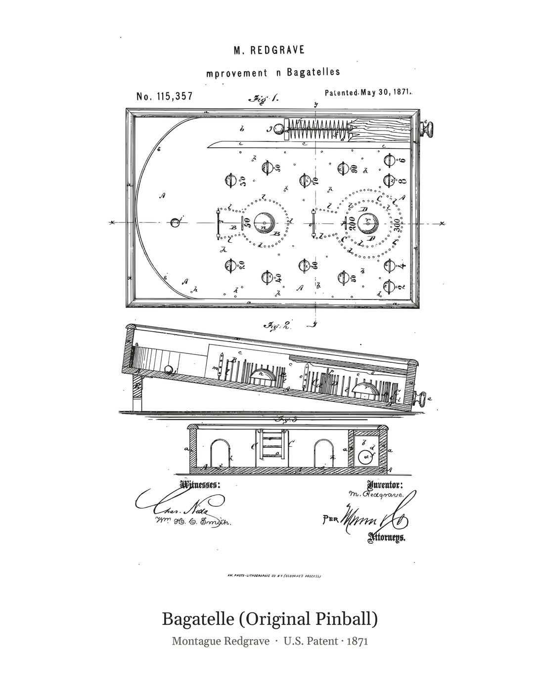 Bagatelle (Original Pinball) patent art print