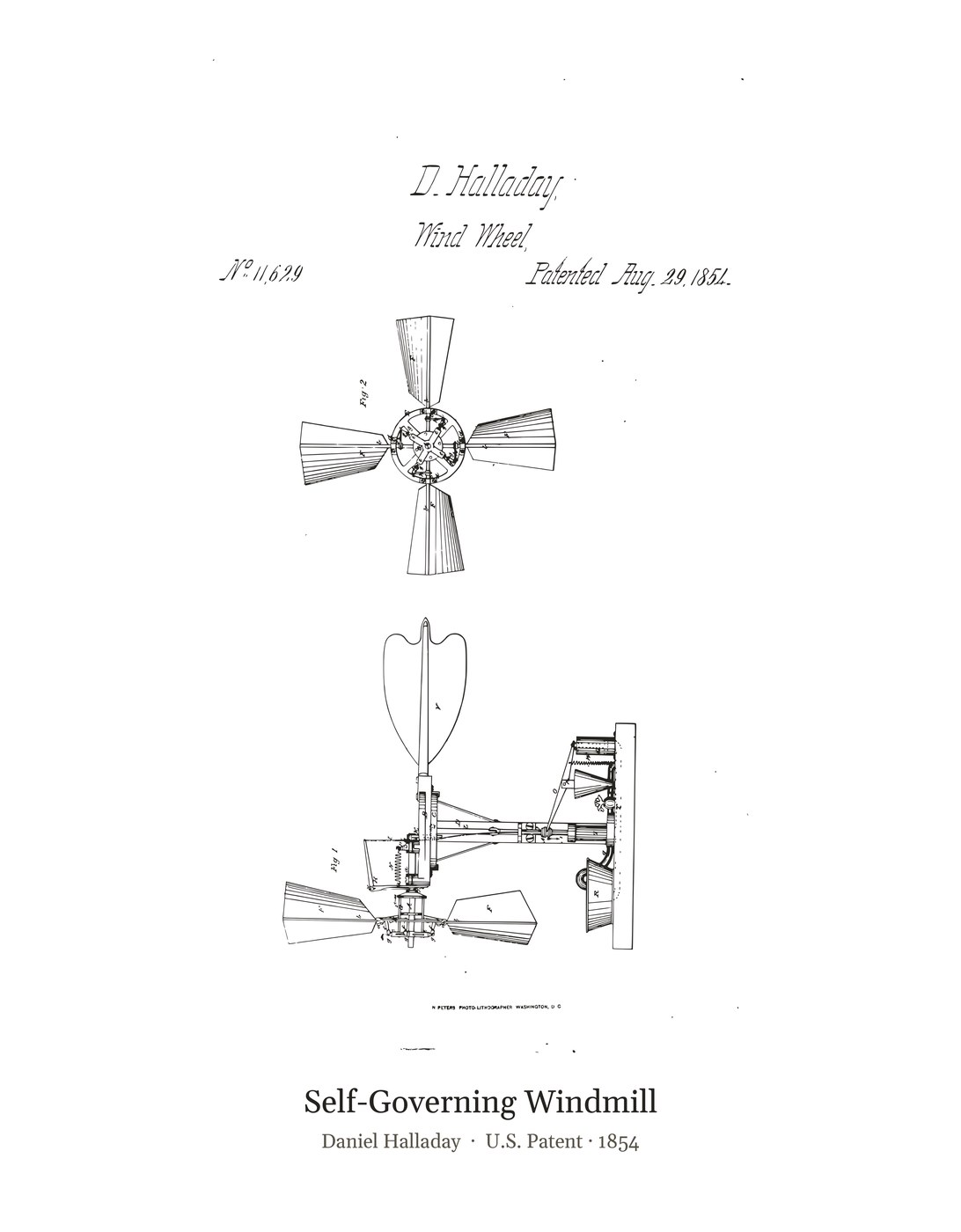 Self-Governing Windmill patent art print