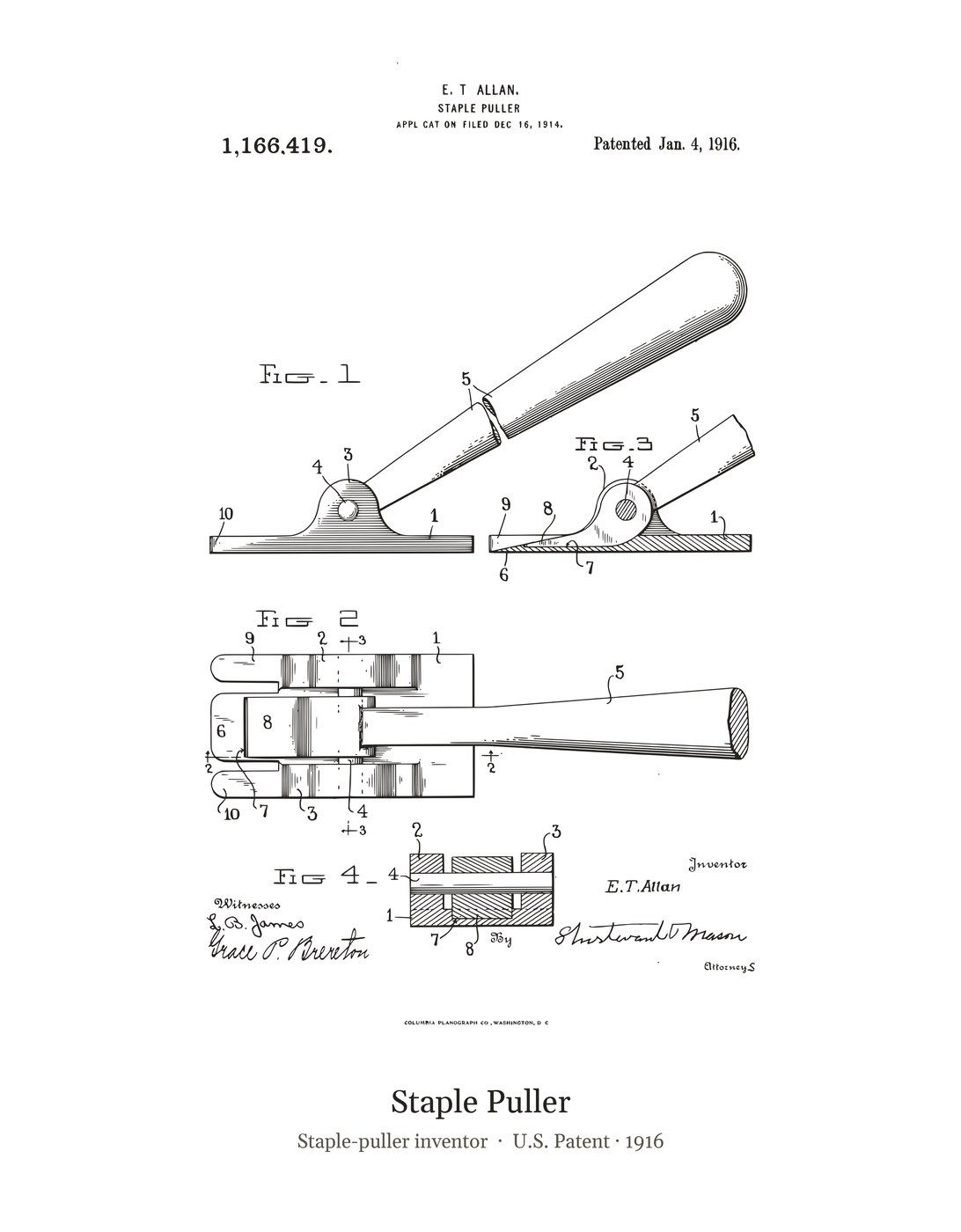 Staple Puller patent art print