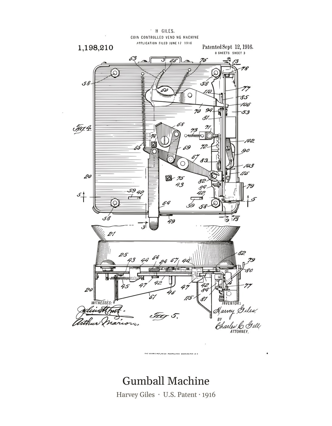 Gumball Machine patent art print