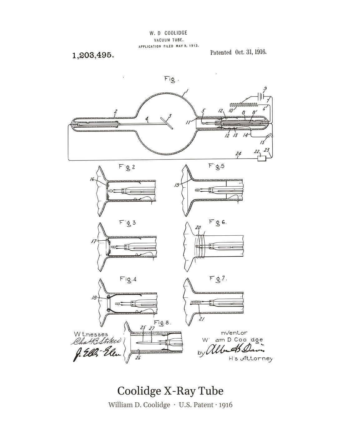 Coolidge X-Ray Tube patent art print