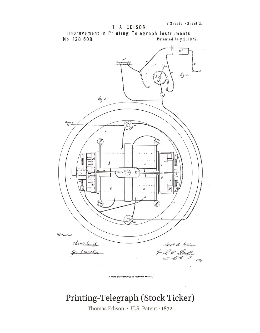 Printing-Telegraph (Stock Ticker) patent art print