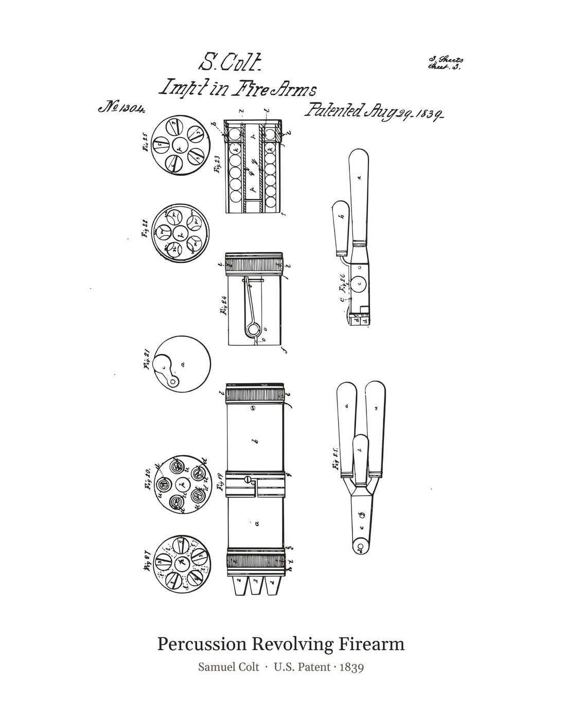 Percussion Revolving Firearm patent art print