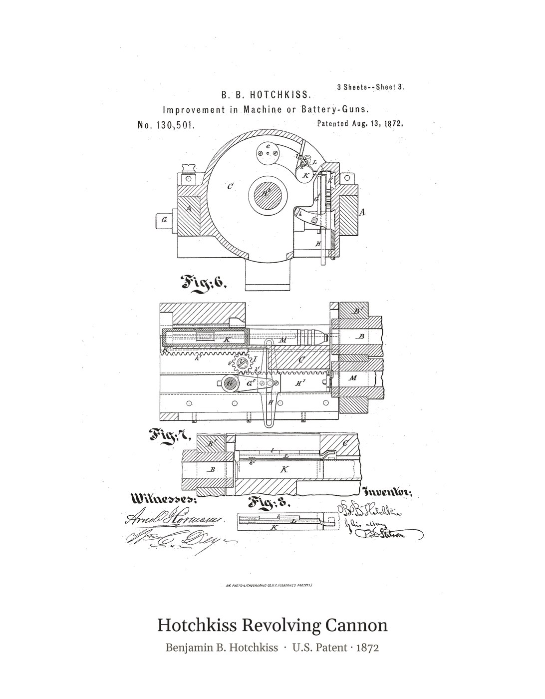 Hotchkiss Revolving Cannon patent art print