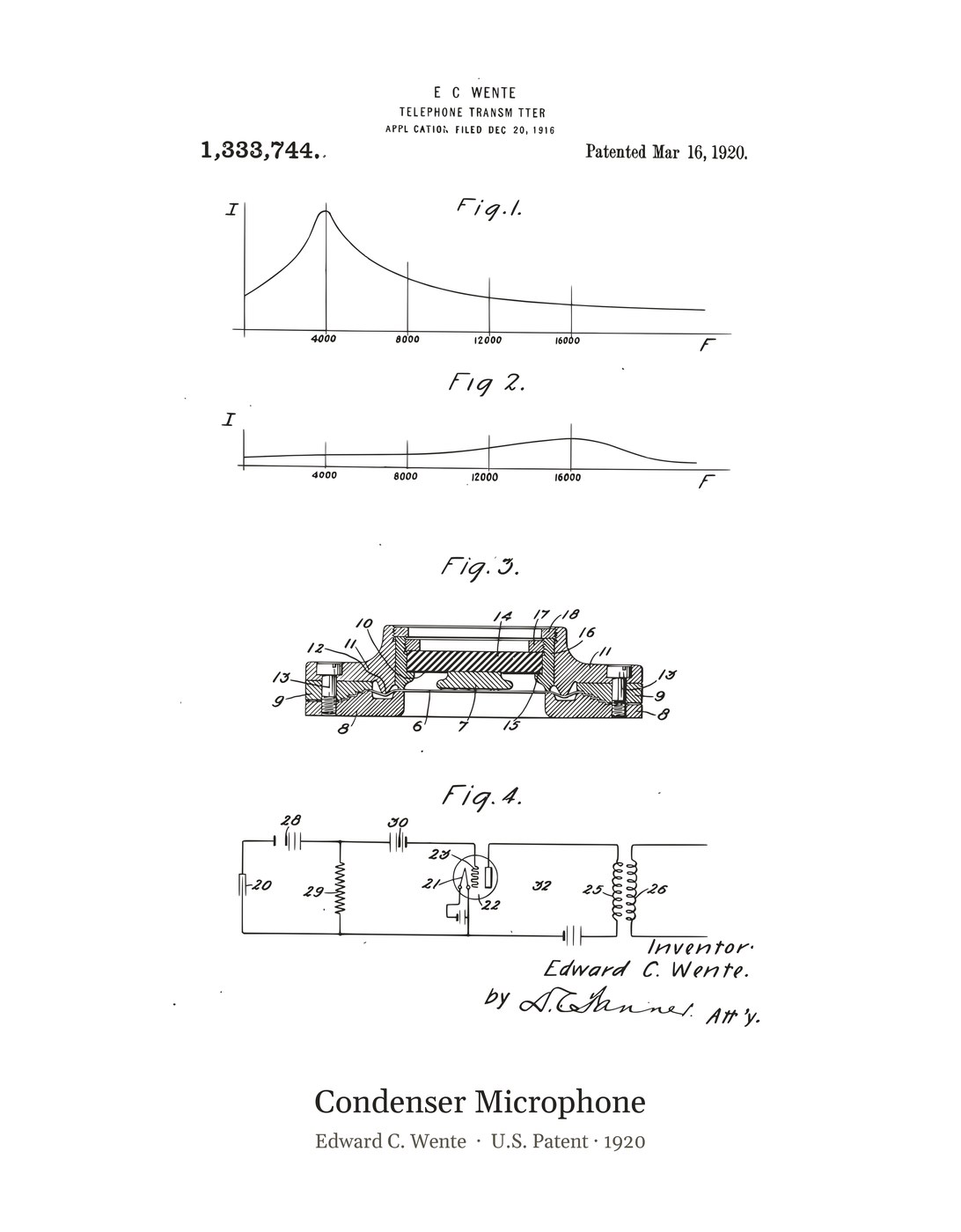 Condenser Microphone patent art print