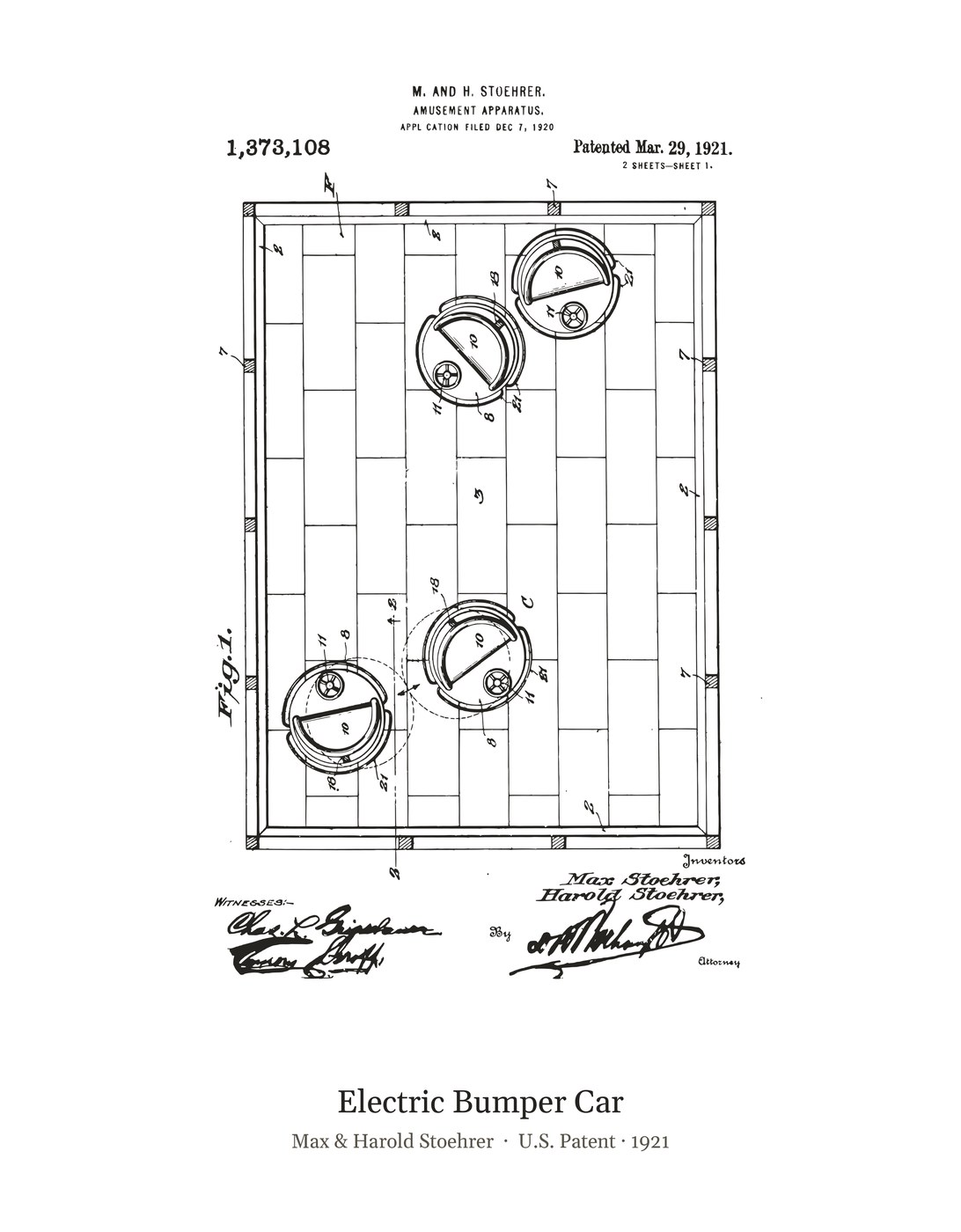 Electric Bumper Car patent art print