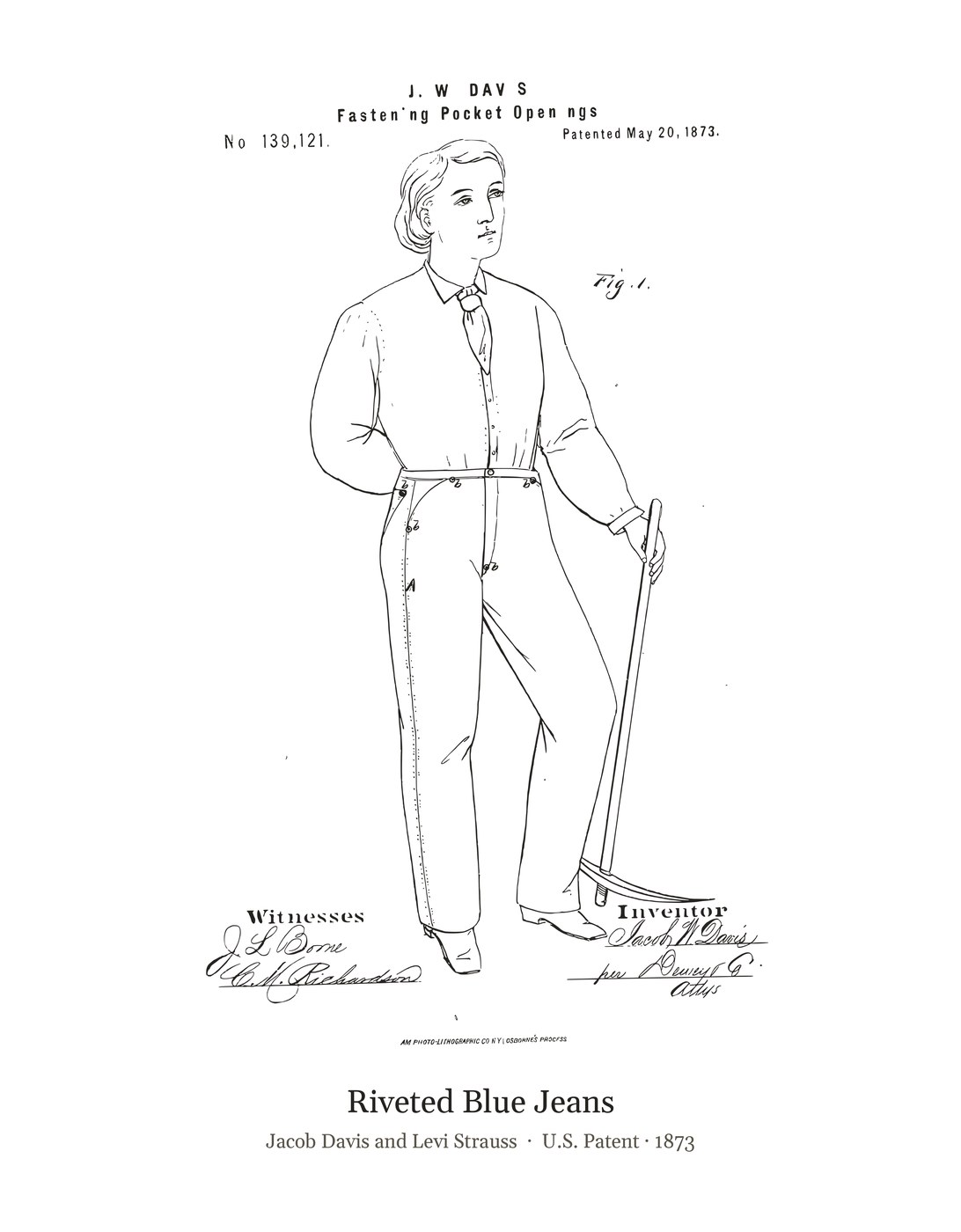 Riveted Blue Jeans patent art print