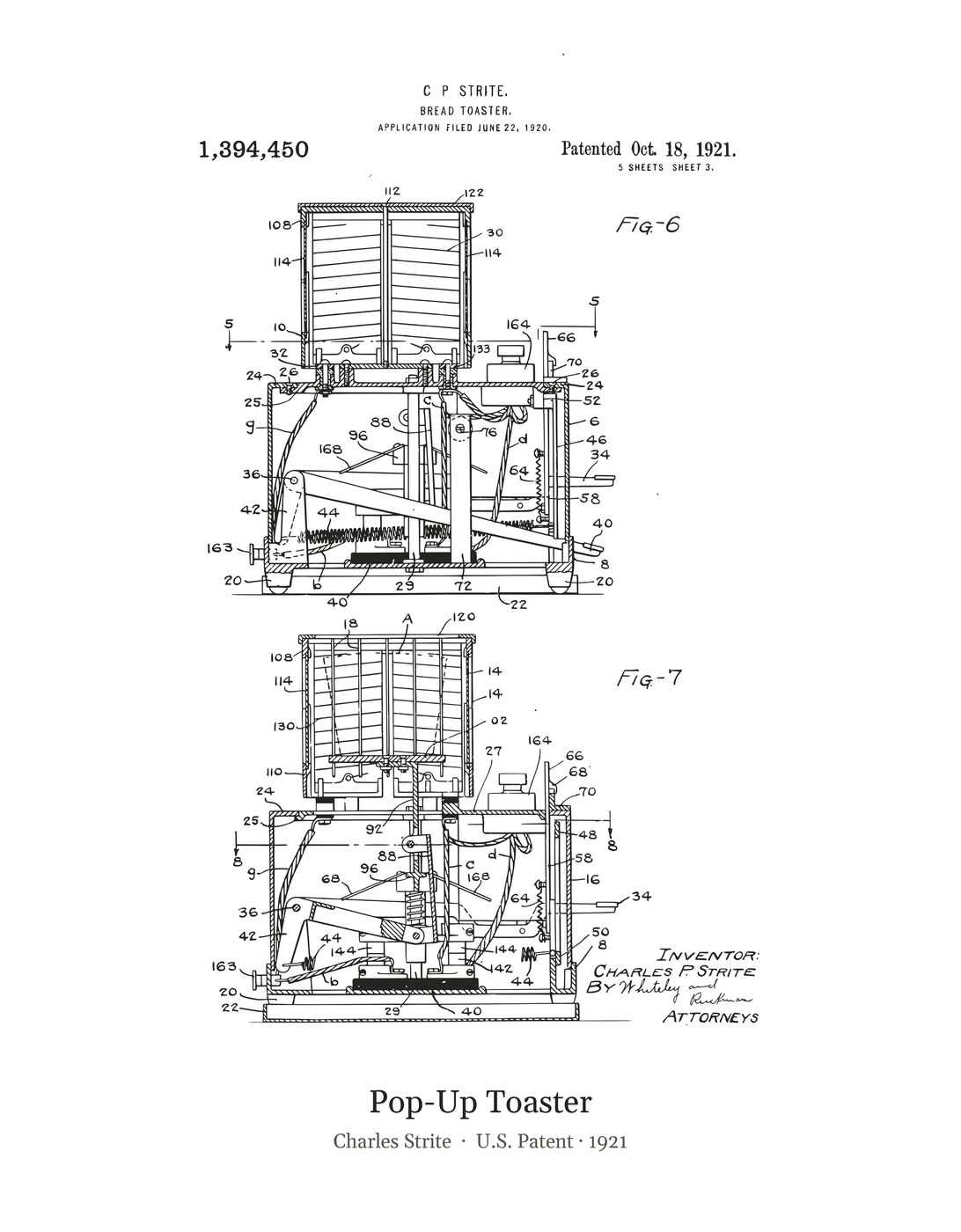 Pop-Up Toaster patent art print
