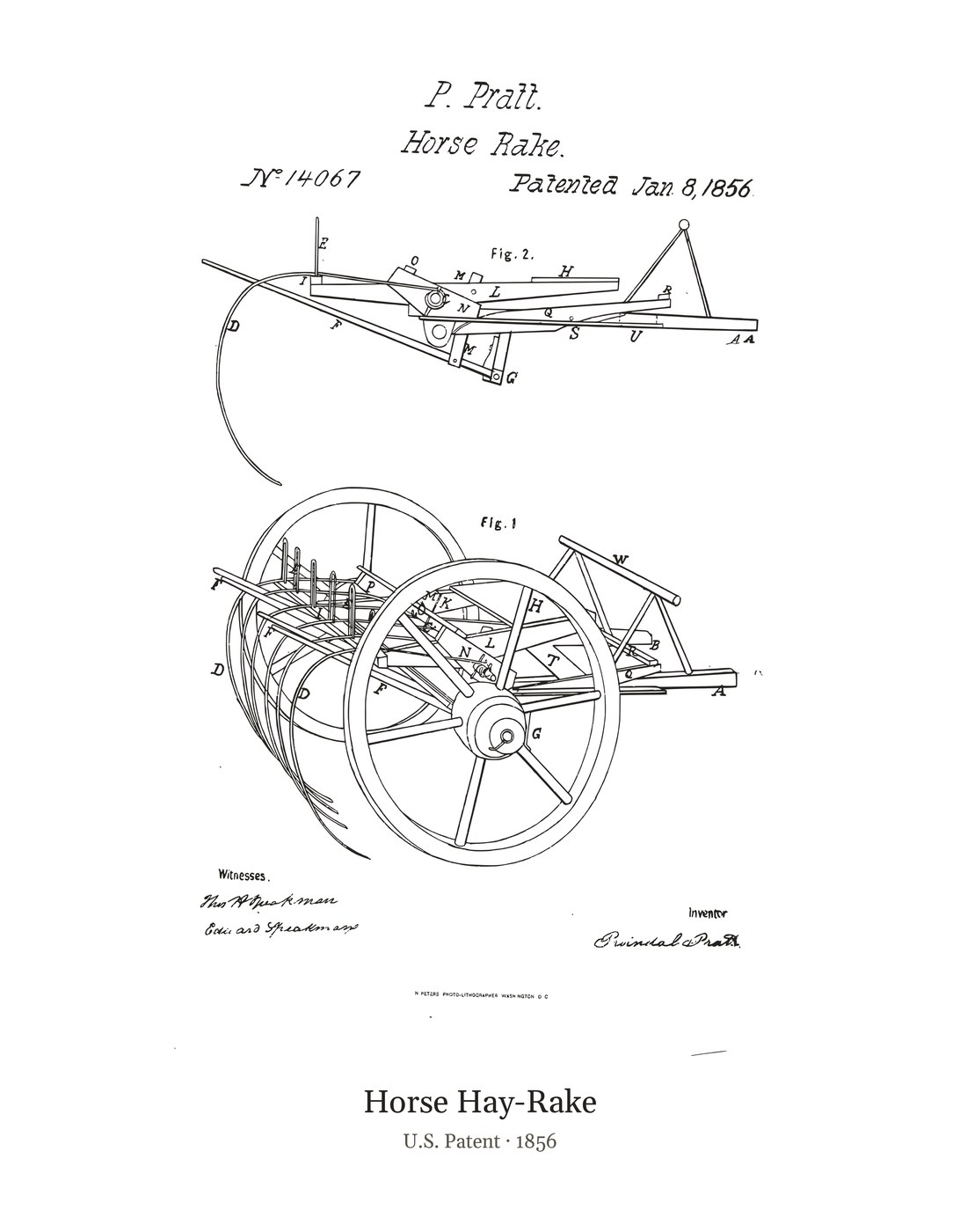 Horse Hay-Rake patent art print
