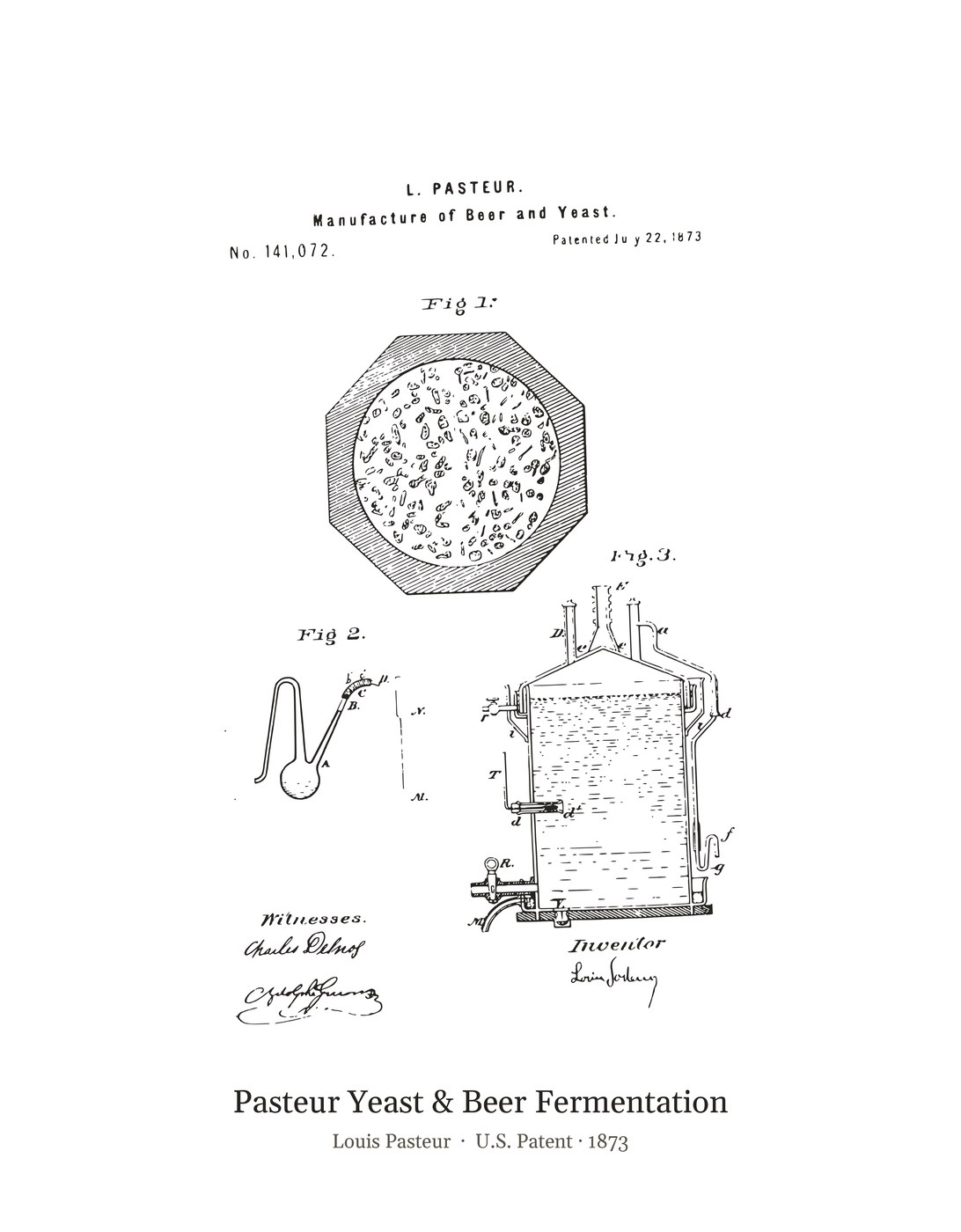 Pasteur Yeast & Beer Fermentation patent art print