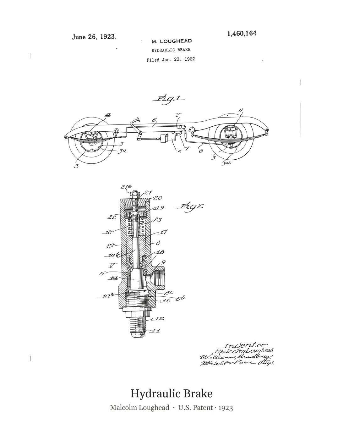 Hydraulic Brake patent art print
