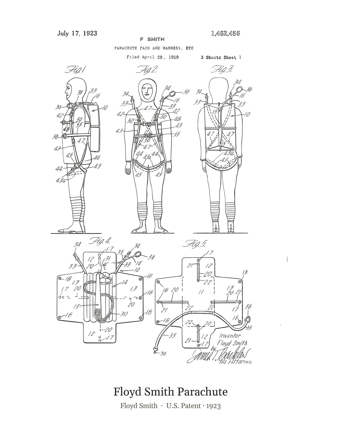 Floyd Smith Parachute patent art print