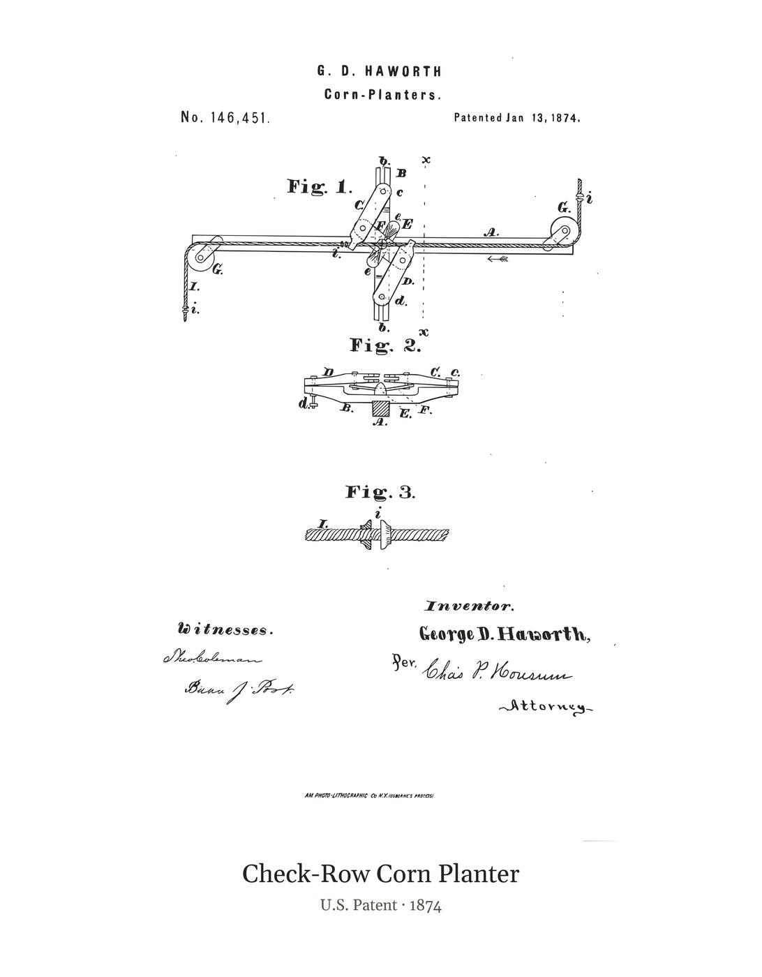 Check-Row Corn Planter patent art print