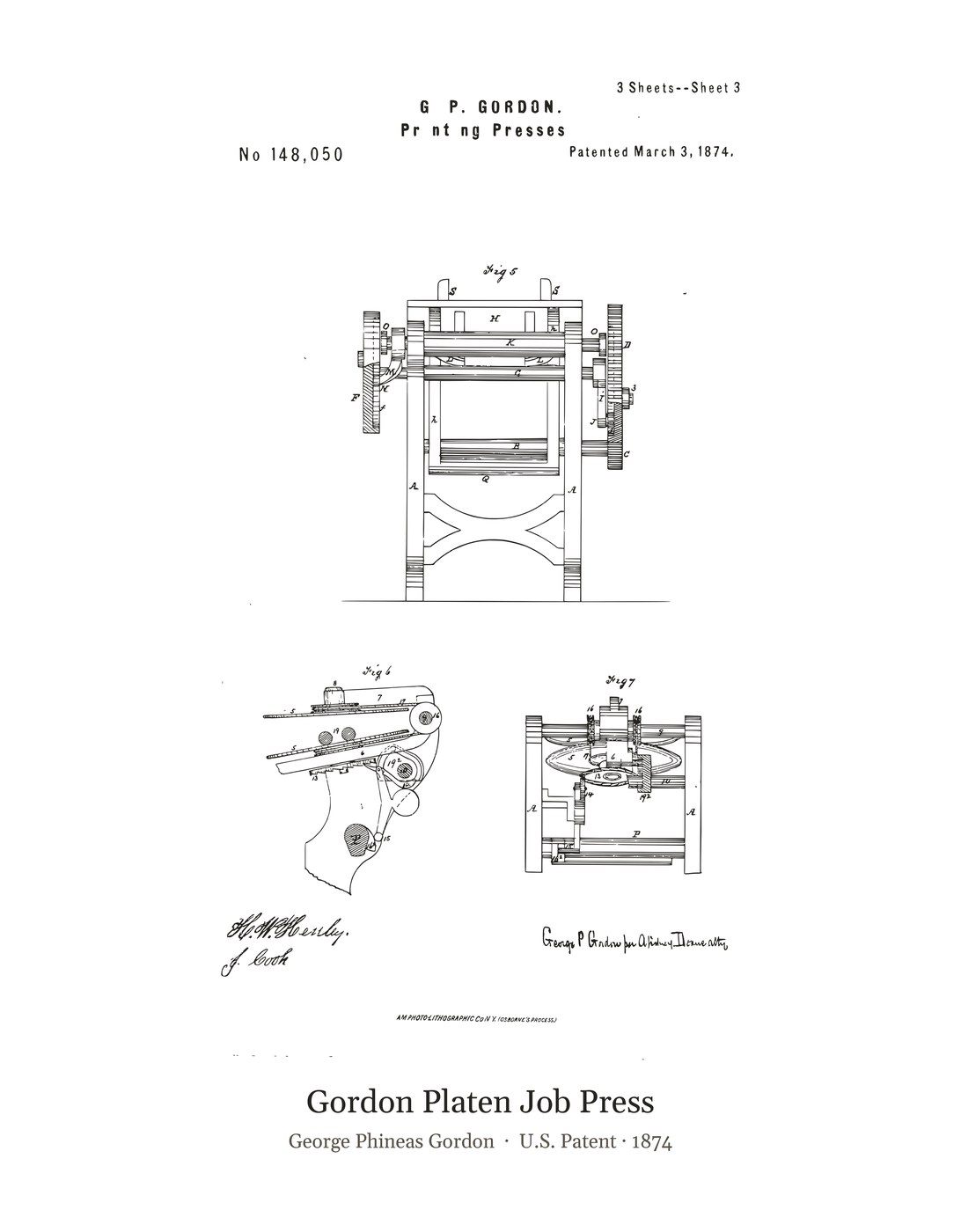 Gordon Platen Job Press patent art print