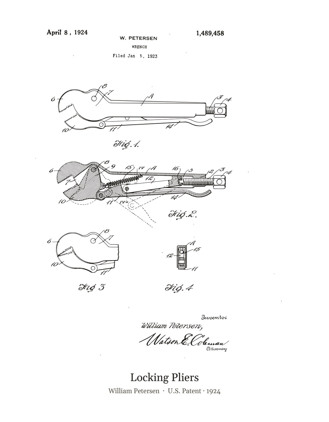 Locking Pliers patent art print