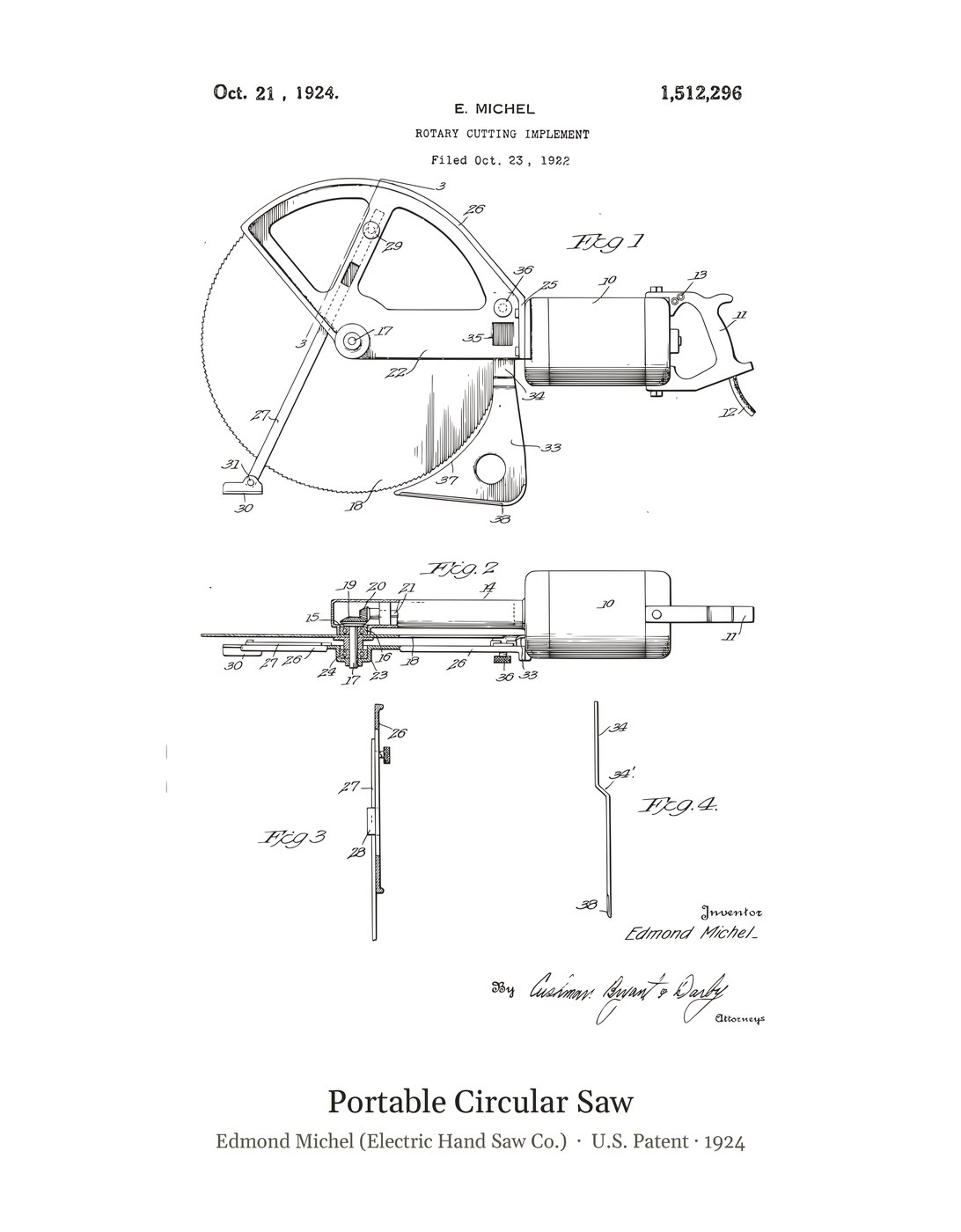 Portable Circular Saw patent art print