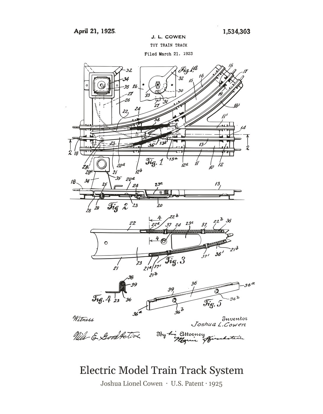 Electric Model Train Track System patent art print