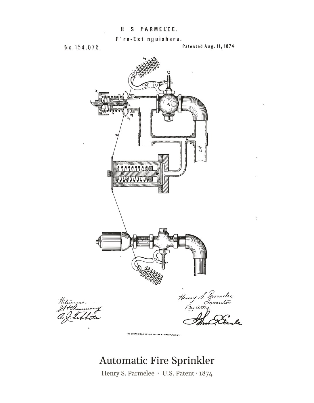 Automatic Fire Sprinkler patent art print