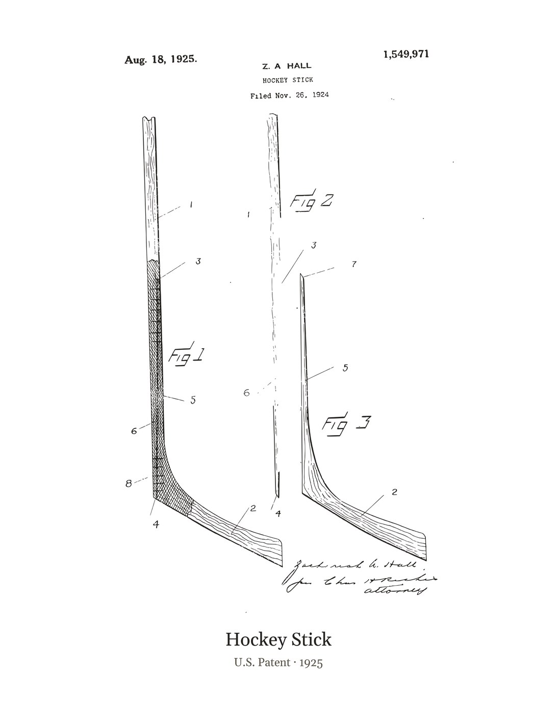 Hockey Stick patent art print