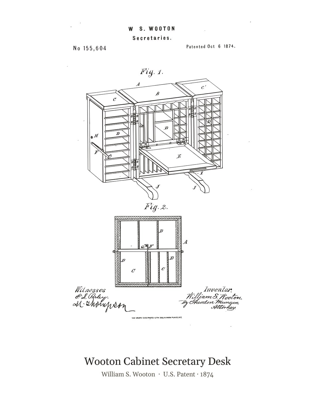 Wooton Cabinet Secretary Desk patent art print