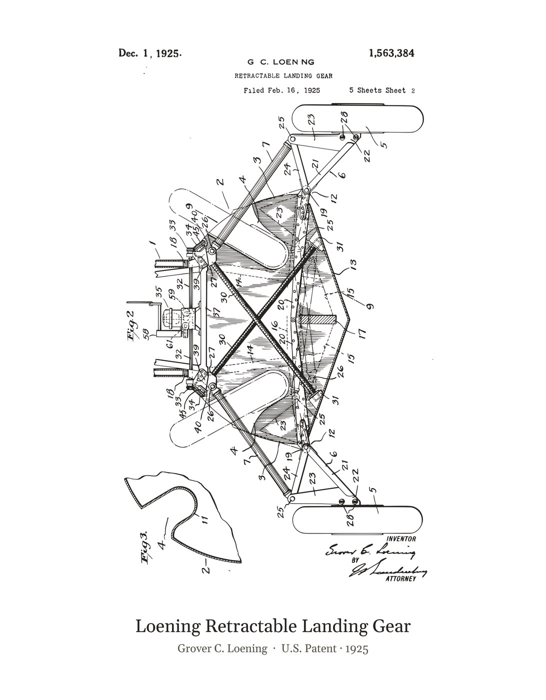Loening Retractable Landing Gear patent art print