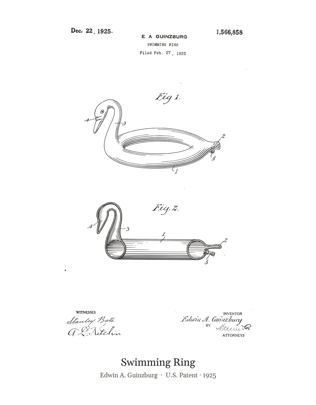 Swimming Ring patent art print