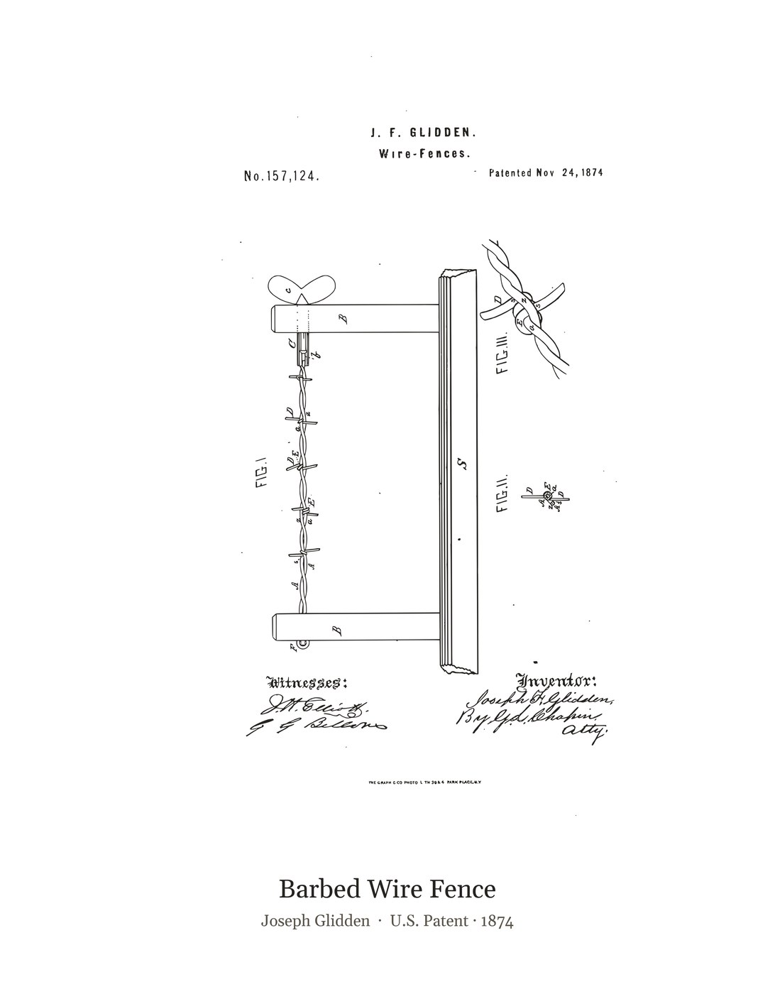 Barbed Wire Fence patent art print