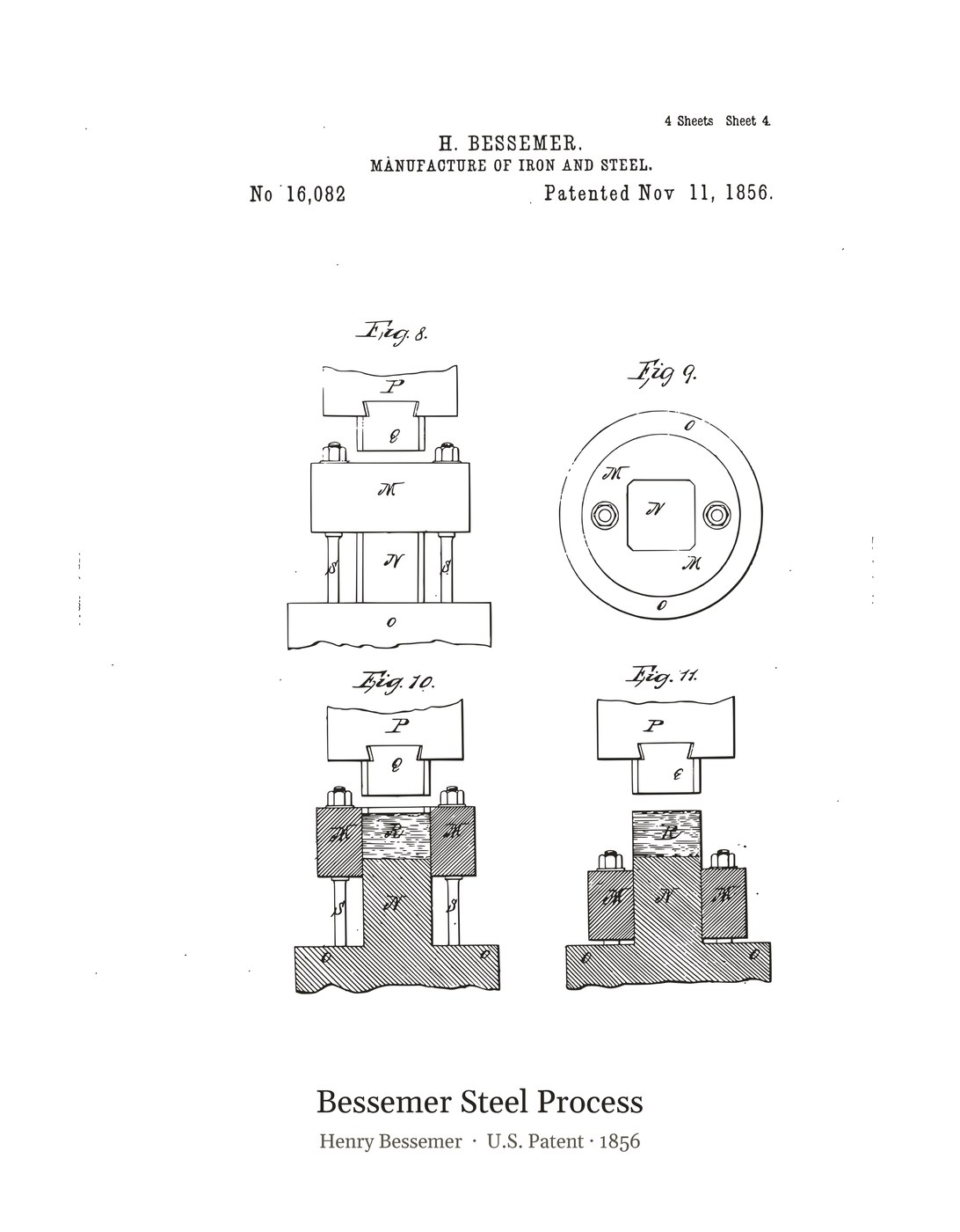 Bessemer Steel Process patent art print