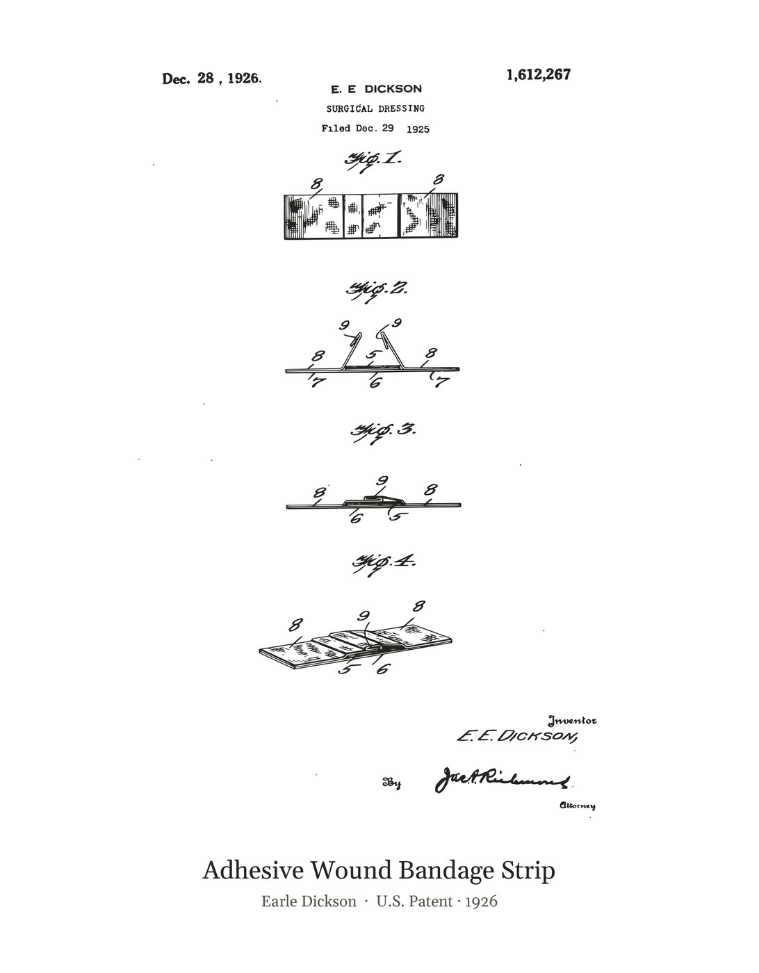 Adhesive Wound Bandage Strip patent art print