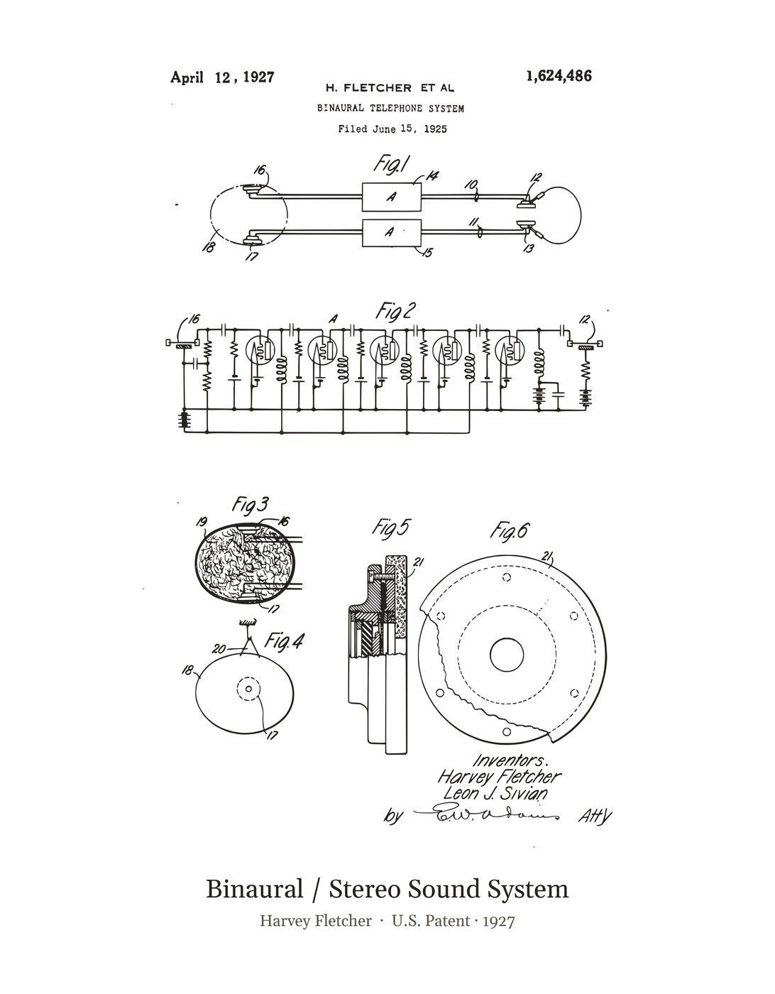 Binaural / Stereo Sound System patent art print