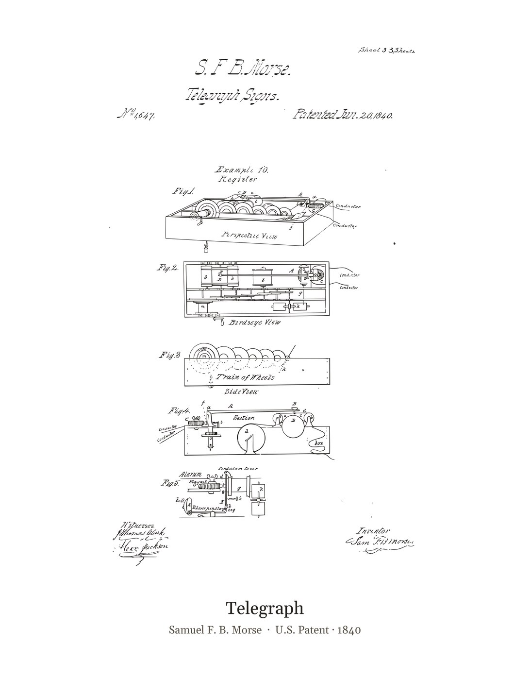 Telegraph patent art print