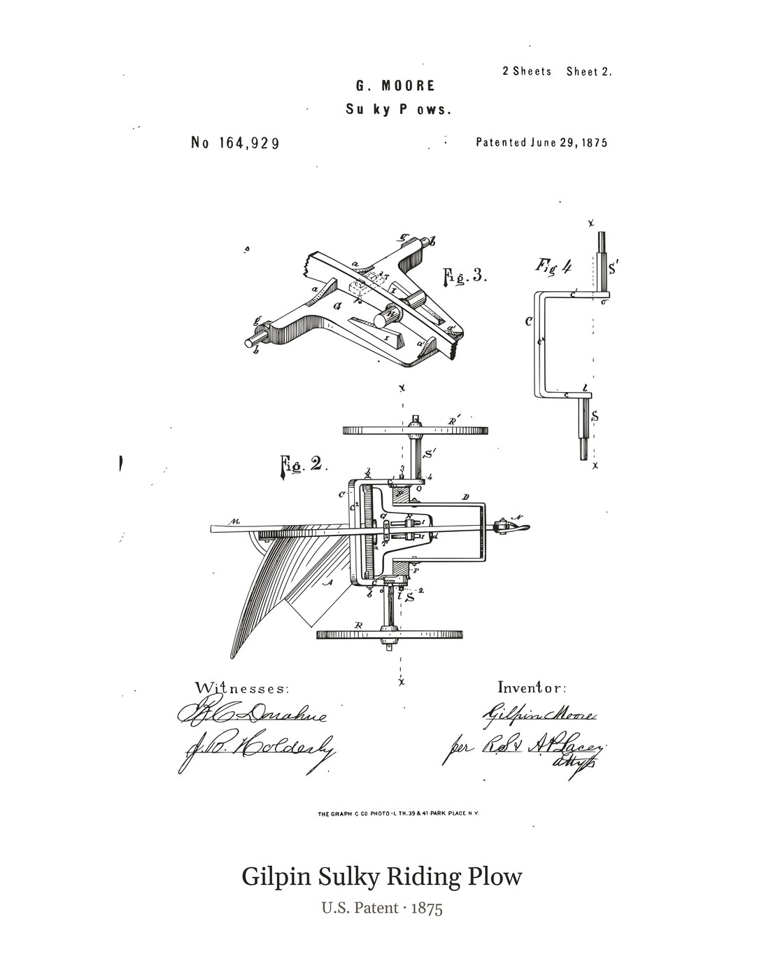 Gilpin Sulky Riding Plow patent art print