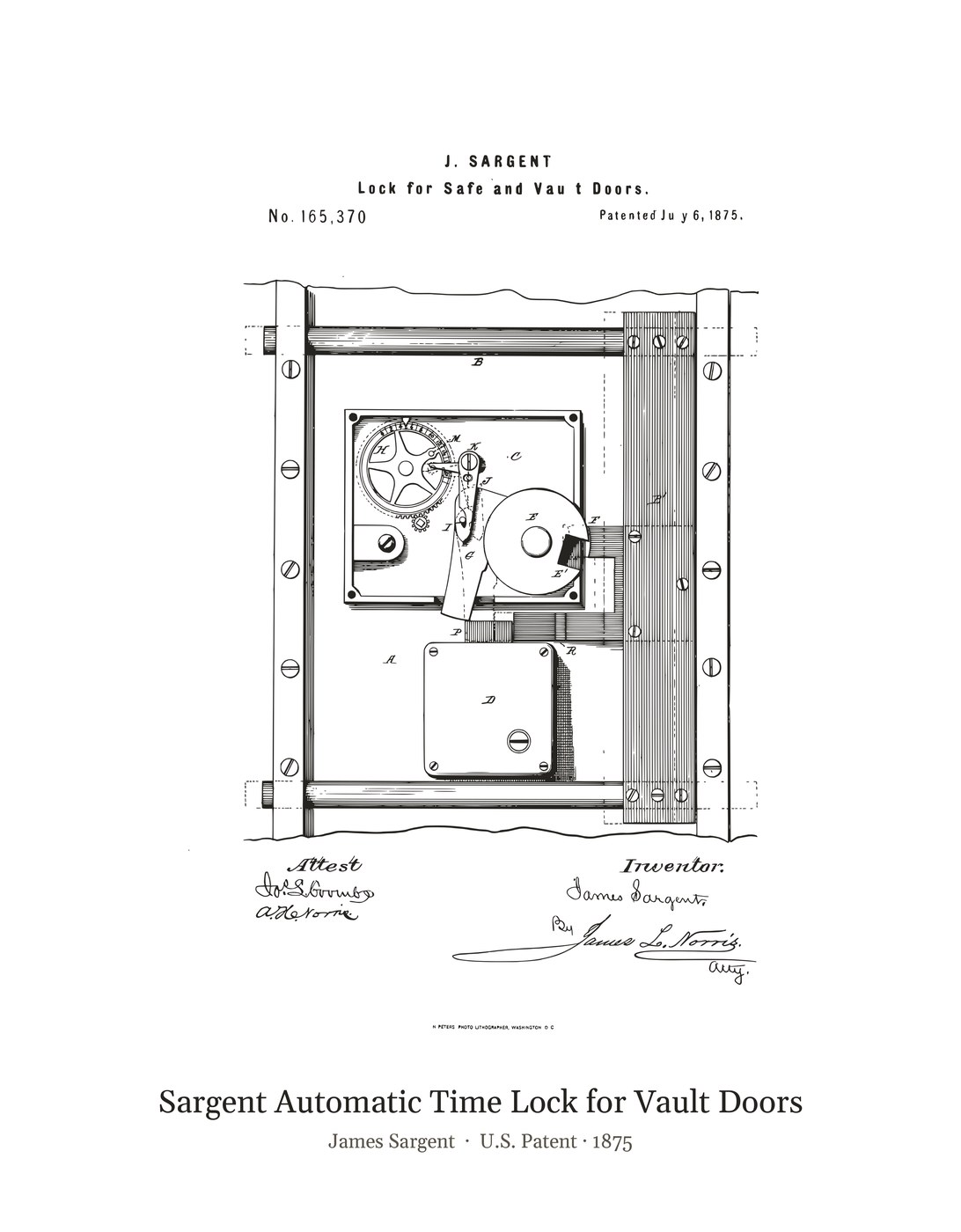 Sargent Automatic Time Lock for Vault Doors patent art print