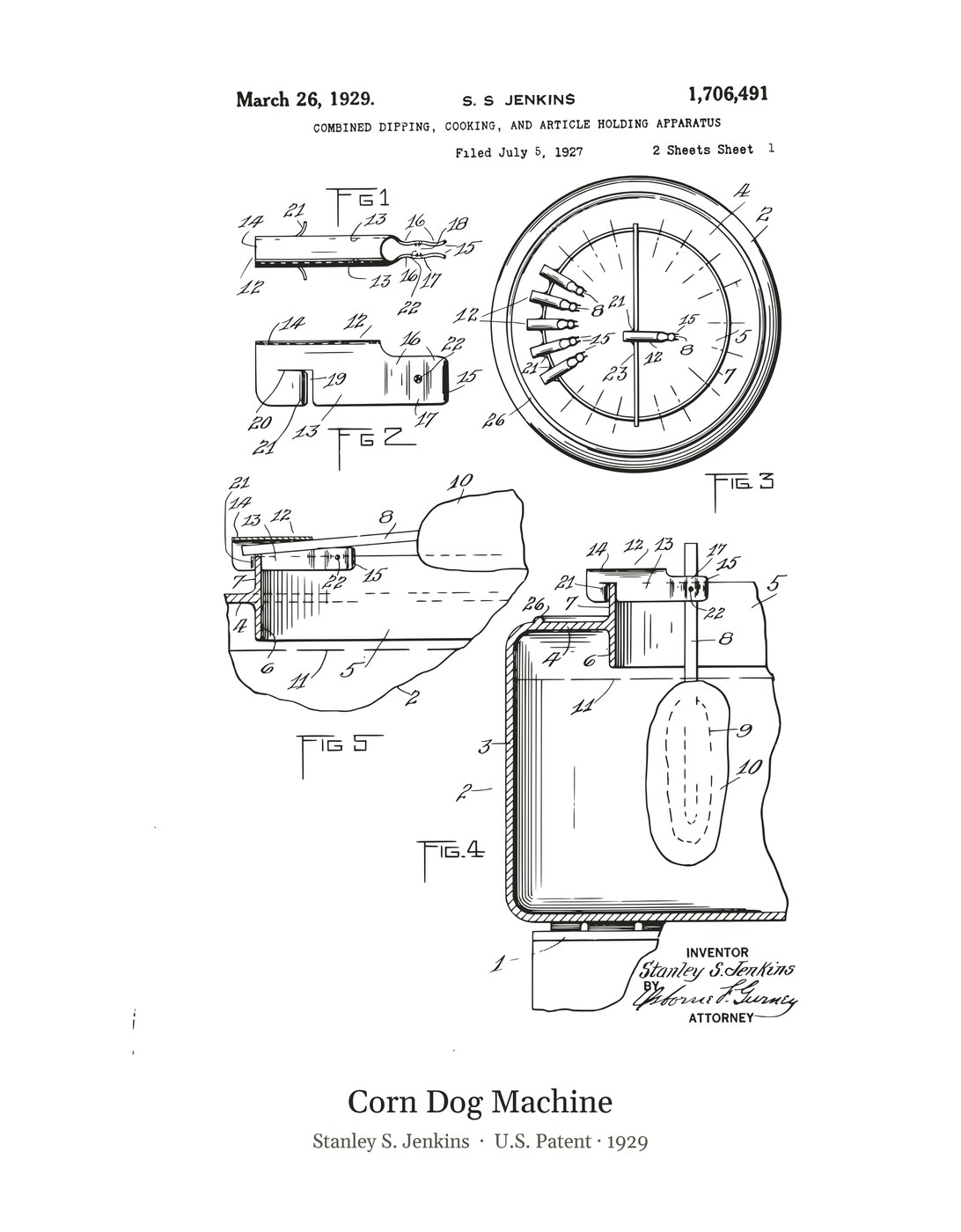 Corn Dog Machine patent art print