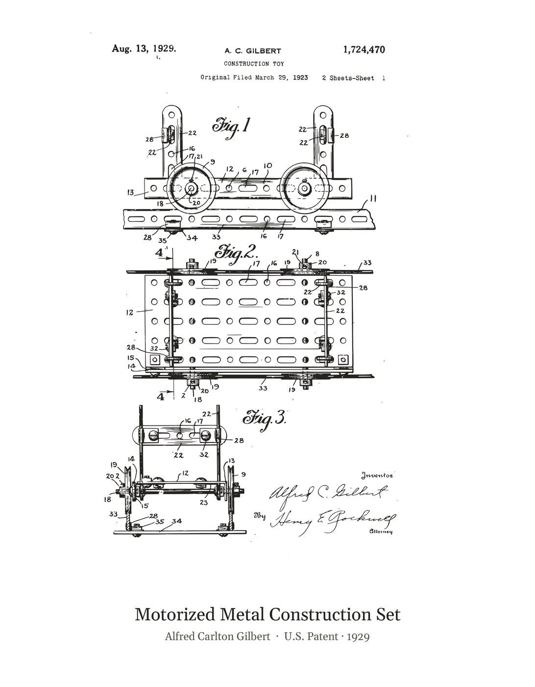 Motorized Metal Construction Set patent art print