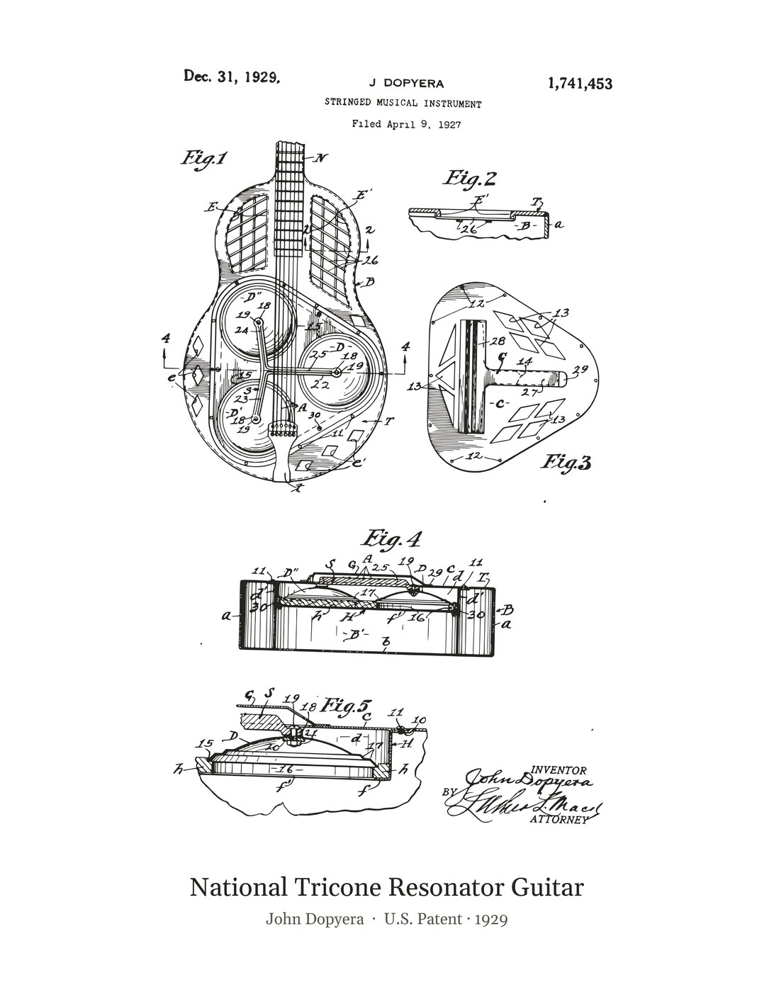 National Tricone Resonator Guitar patent art print