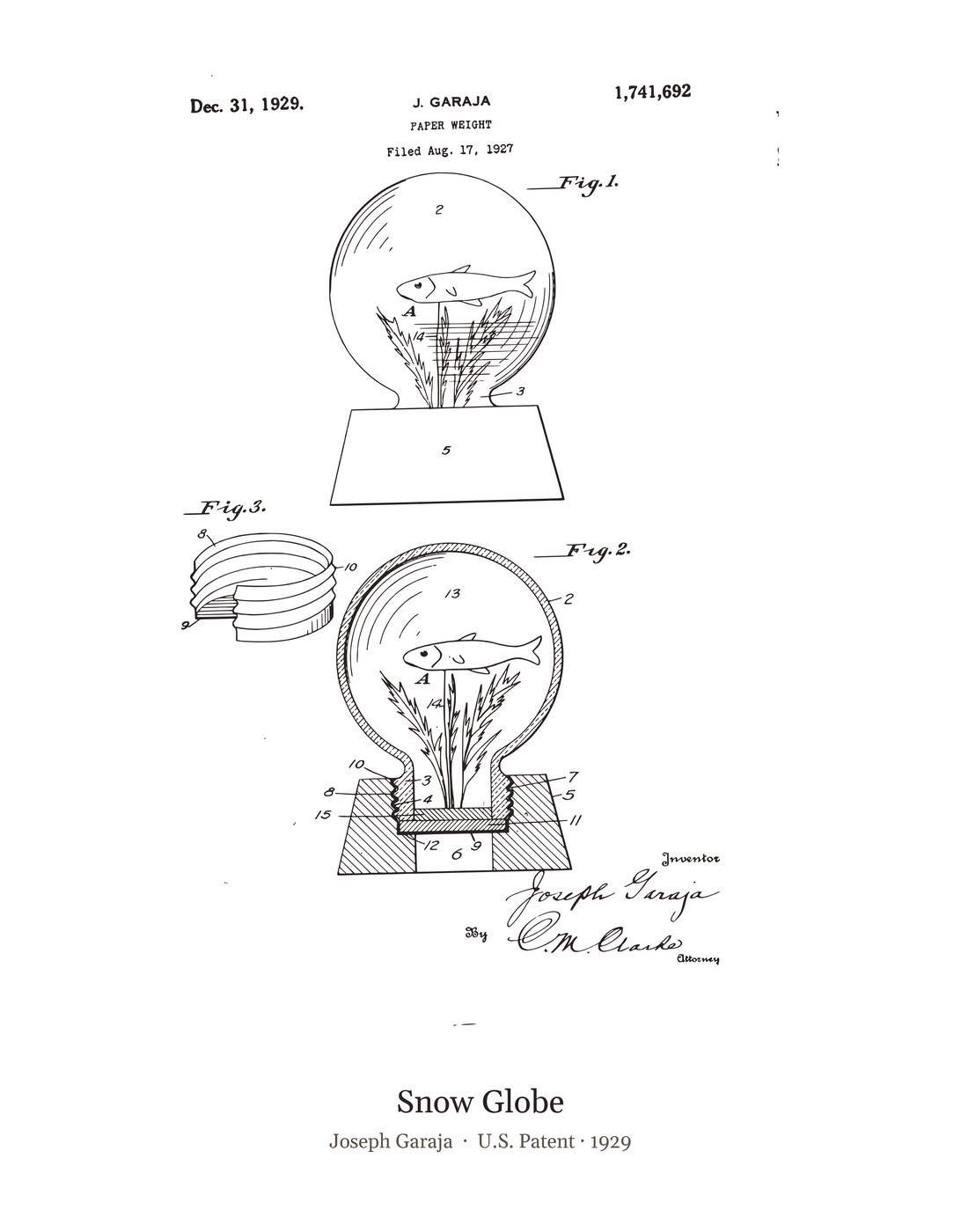 Snow Globe patent art print
