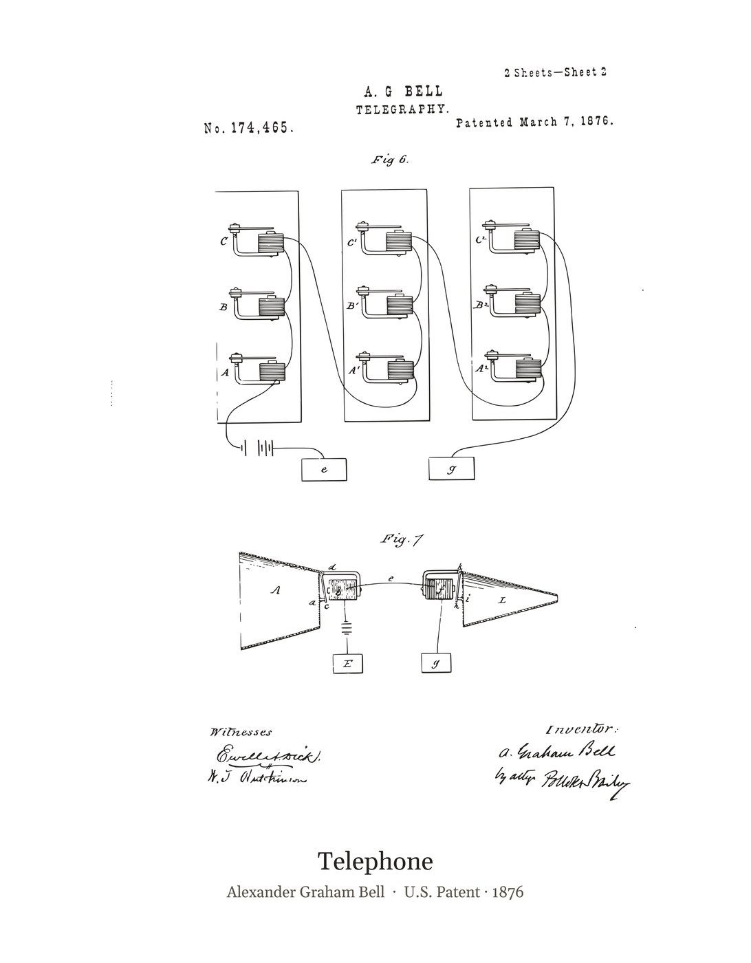 Telephone patent art print