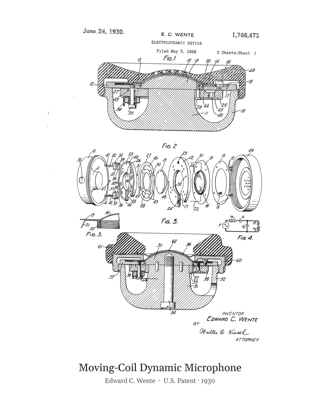 Moving-Coil Dynamic Microphone patent art print