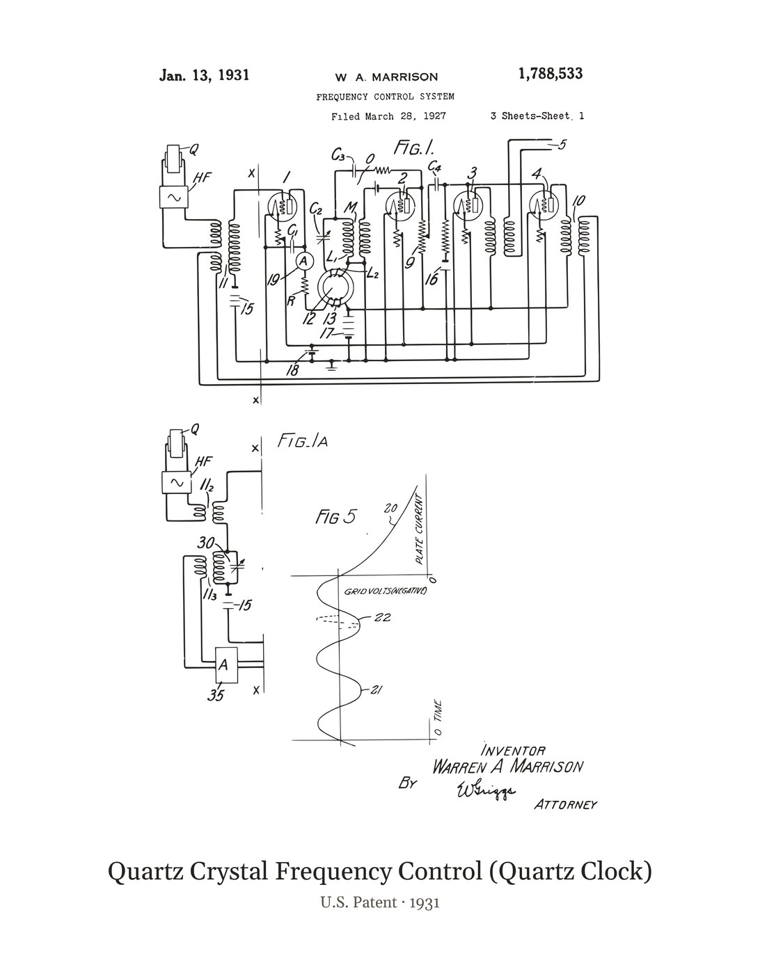 Quartz Crystal Frequency Control (Quartz Clock) patent art print