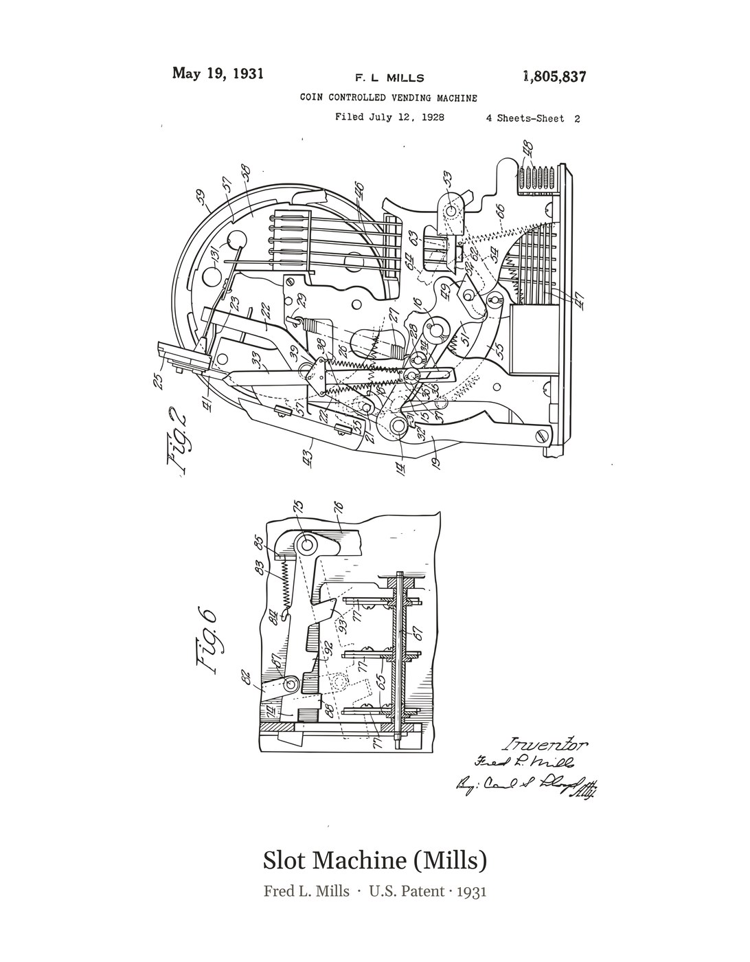 Slot Machine (Mills) patent art print
