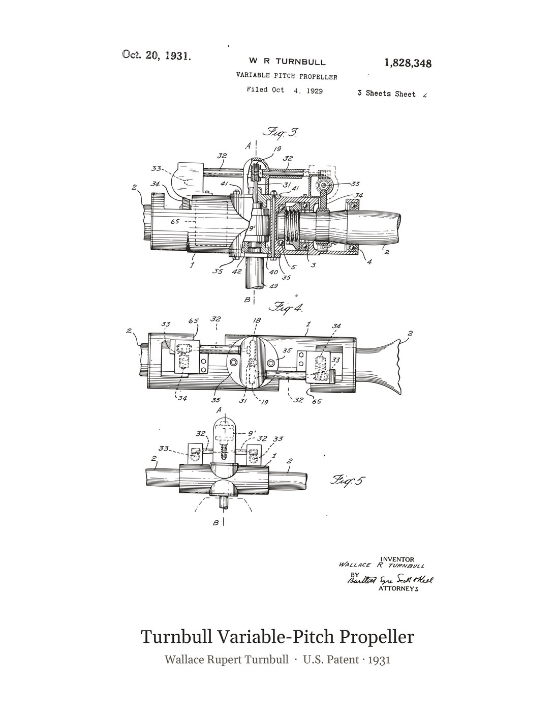 Turnbull Variable-Pitch Propeller patent art print