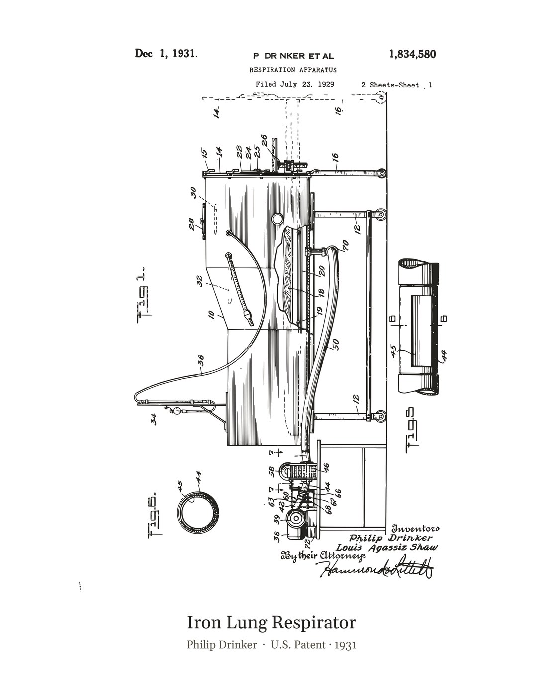 Iron Lung Respirator patent art print