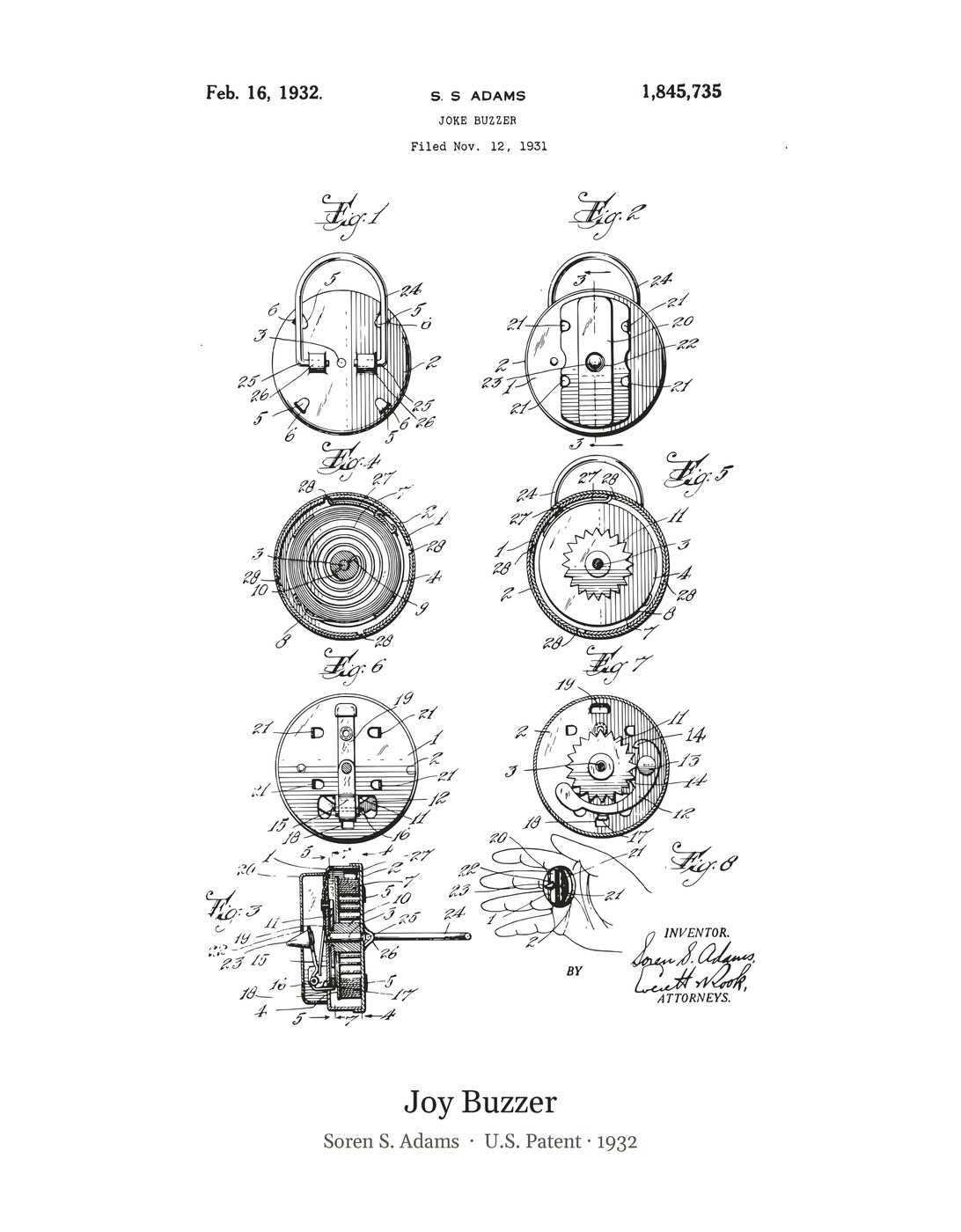 Joy Buzzer patent art print