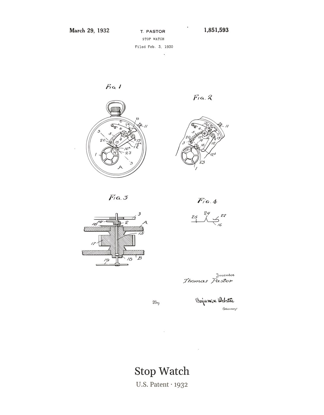Stop Watch patent art print