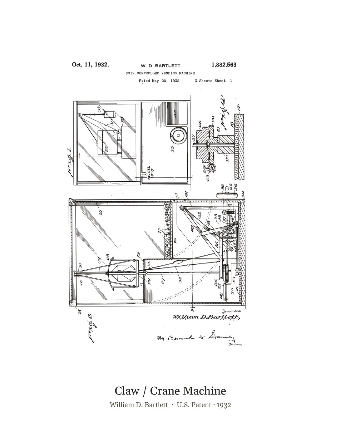 Claw / Crane Machine patent art print